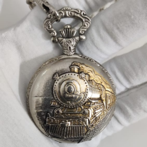 Details Train Theme Japan Movement Pocket Watch 1