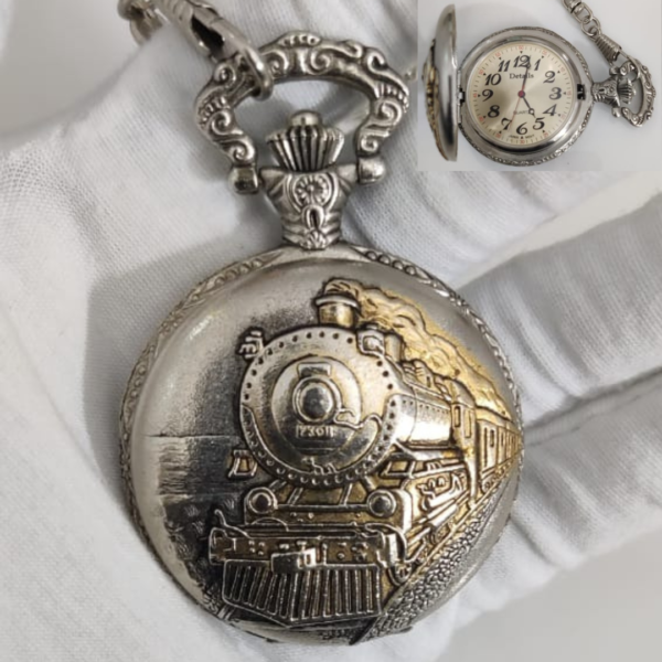 Details Train Theme Japan Movement Pocket Watch