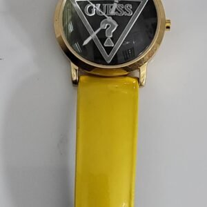 Guess Gold Tone Dial Yellow Leather Stripes Ladies Wristwatch 3