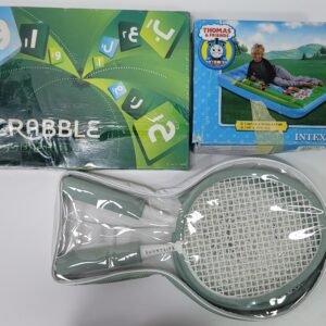 Mix Set Of Scrabble Board (Arabic), Pair Of Tennis Racket, Intex Air Bed 1