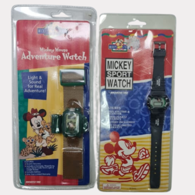 Vintage Pair Of Mickey Mouse Sport Wristwatch & Sport Wristwatch (Kids Watch)