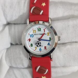 Solo Time USA Sport Theme Red Sillicone Stripes Kids Wristwatch 1