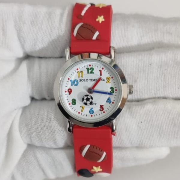 Solo Time USA Sport Theme Red Sillicone Stripes Kids Wristwatch