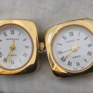 Tateossian London Gold Tone Stainless Steel Back Watch Cufflinks 2