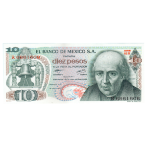 10 Pesos Mexico 1977 Banknote F3 Set front