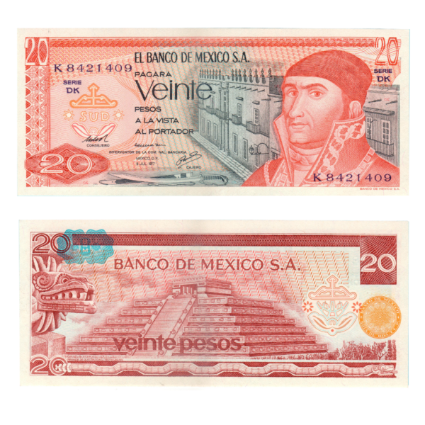 20 Pesos Mexico 1977 Banknote F4 Set