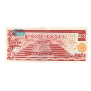 20 Pesos Mexico 1977 Banknote F4 Set back