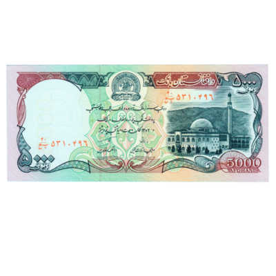 5000 Afghanis Afghanistan 1993 Banknote