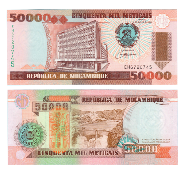 50000 Meticais Mozambique 1993 Banknote F3 Set