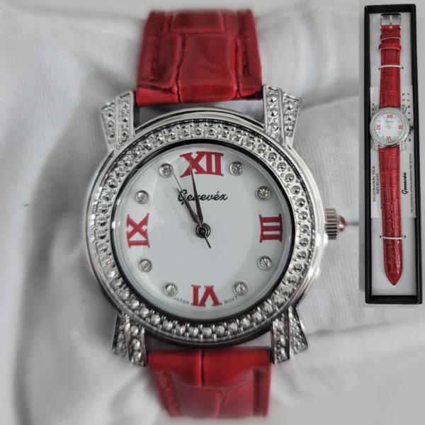 Geneva Red Japan Movement Ladies Wristwatch 1