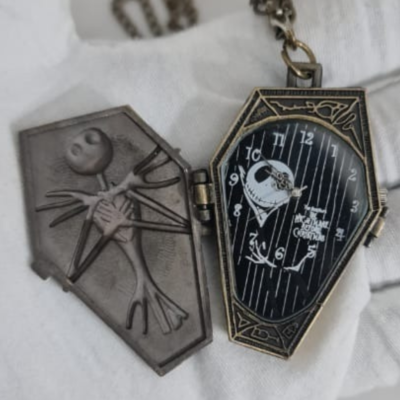 Gothic-Style Nightmare Before Christmas Jack Coffin Hanging Pocket Watch