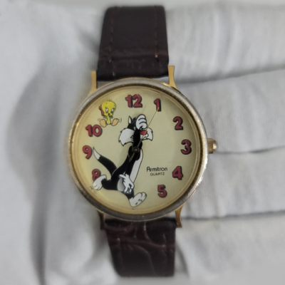Vintage Warner Bros 400101 Sylvester & Tweety Collectors Choice Wristwatch