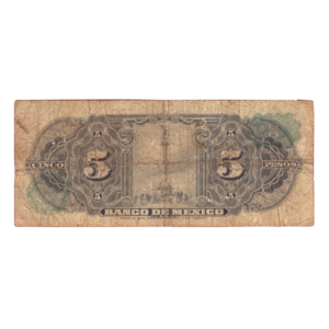 5 Pesos Mexico 1963 back