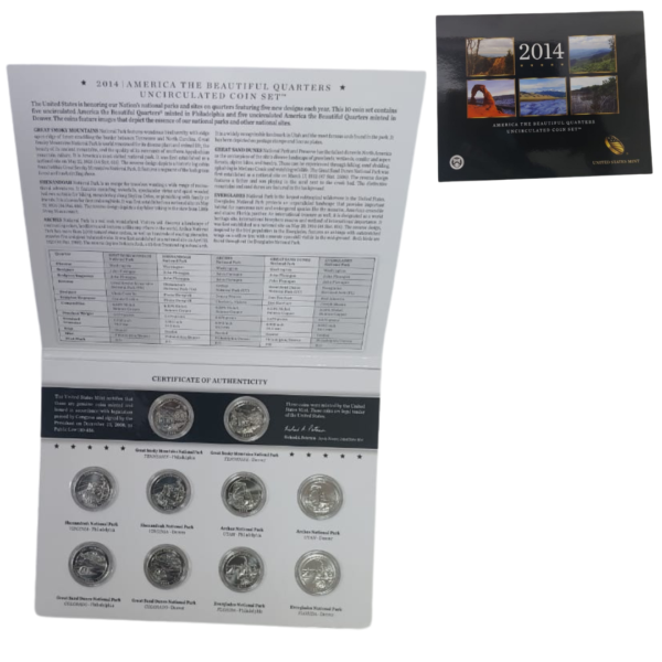 America The Beautiful Quarters Uncirculated Coins Set 2014