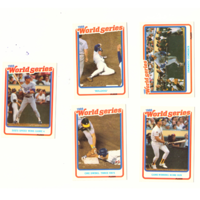 Vintage Fleer World Series Special Moments Baseball Card Collection #37 (5 Cards) 1998 Steve Sax, Mike Marshall, Orel Hershiser, Mark McGwire & Mike Scioscia