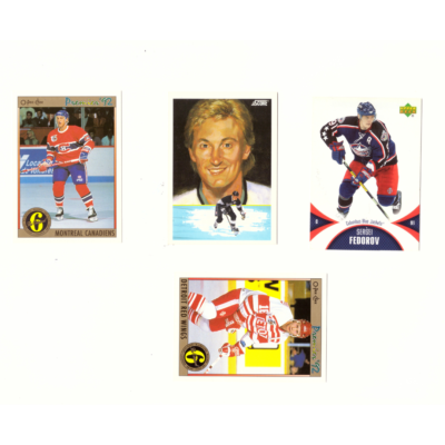 Vintage Hockey Card Collection #2 (4 Cards) Sergi Fedrov, Wayne Gretzky, Alain Cote & Vladimir Konstantinov