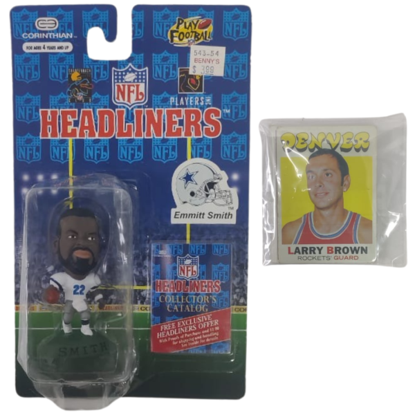 Vintage NFL Headliners Emmitt Smith Figurine & Footballl Players Card Collection