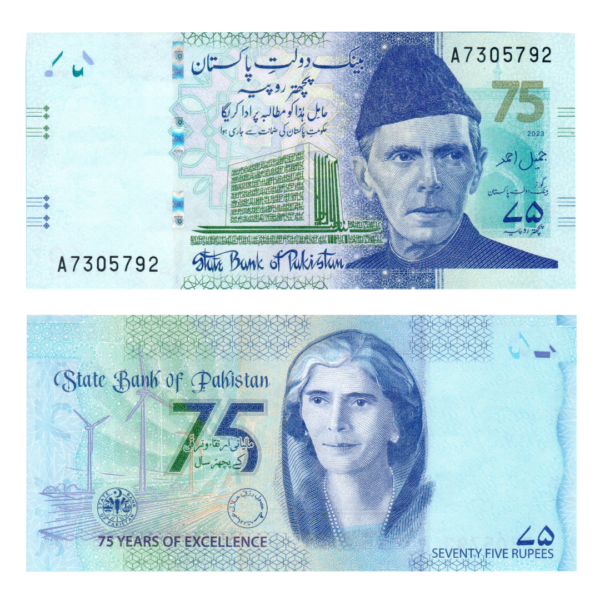 75 Rupees 75 Years of Excellence of State Bank of Pakistan 2023 A F9 Set