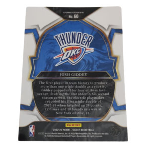 Panini Josh Giddey Thunder OKC NBA Baseball Card 1