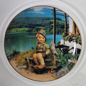 Vintage M.I. Hummel Plate Collection Carefree Days 23kt Gold Trimmed On Border With 2