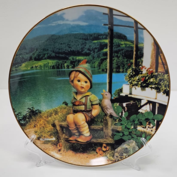 Vintage M.I. Hummel Plate Collection Carefree Days 23kt Gold Trimmed On Border With Certi
