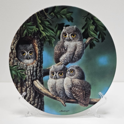 Vintage Peek A Whoo Screech Owls By Joe Thornbrugh Decorative Plate 9″ 1991