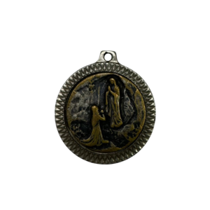 Vintage Religious Charm God Father & Mary Lourdes Pendant Medal 2