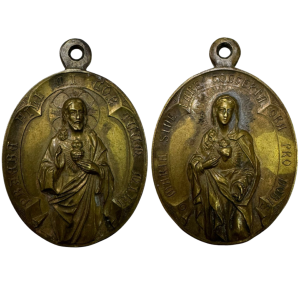 Vintage Religious Charm Jesus & St. Mary Pendant Medal