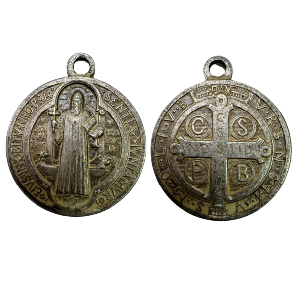 Vintage Religious Charm St. Benedict Pendant Medal