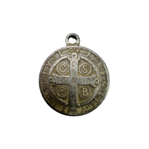 Vintage Religious Charm St. Benedict Pendant Medal back