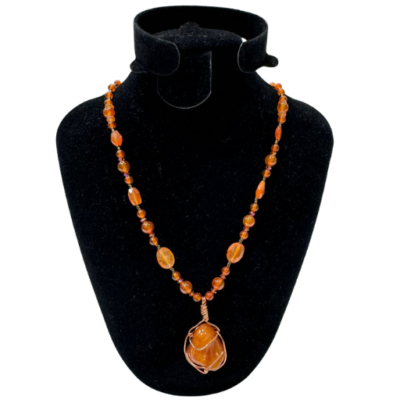 Orange Acrylic Glass Beaded Necklace