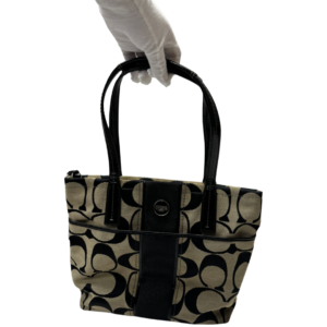 Coach F25771 BlackTan Canvas Signature Stripe Shoulder Bag 4