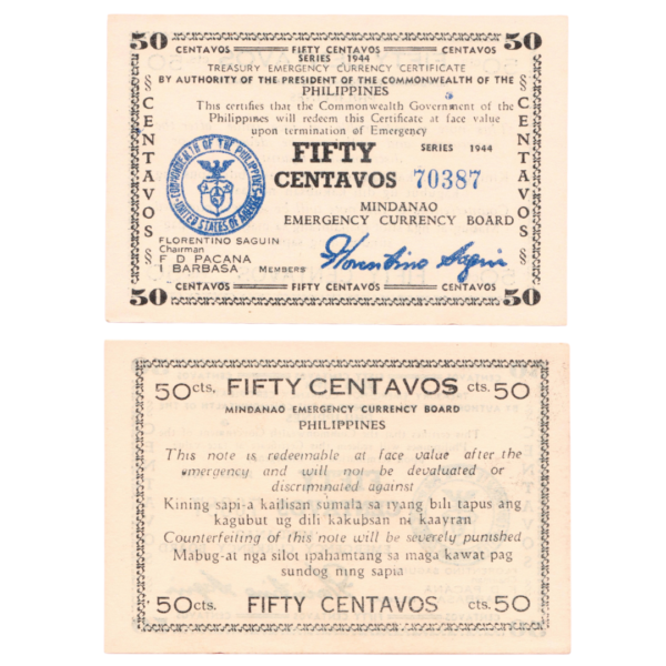 10 Centavos Mindanao Emergency Currency Philippines 1944 Banknote