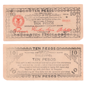 10 Pesos Mindanao Emergency Currency Philippines 1943 Banknote