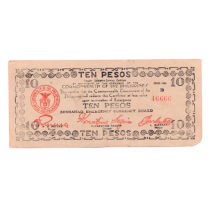 10 Pesos Mindanao Emergency Currency Philippines 1943 Banknote front