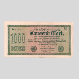 1000 Mark Reichsbanknote Germany Banknote 1922 front