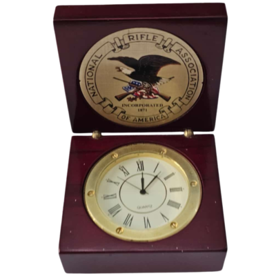 National Rifle Association Of America Quartz Clock In A Wooden Box