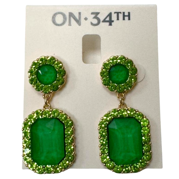 ON 34TH Gold-Tone Stone Double Drop Earrings