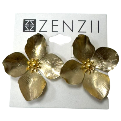 Zenzii Gold-Tone Painted Metal Flower Stud Earrings