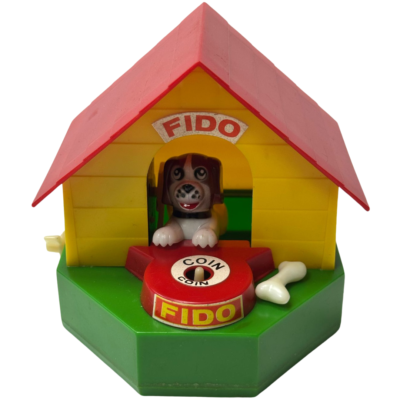 Vintage Wind Up Mechanical Doghouse Bank In Original Box (Untested)