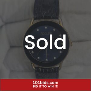 Adolfo Stainless Steel Back Leather Stripe Swiss Movement Wristwatch